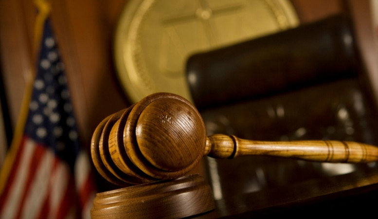 court room with gavel and united states