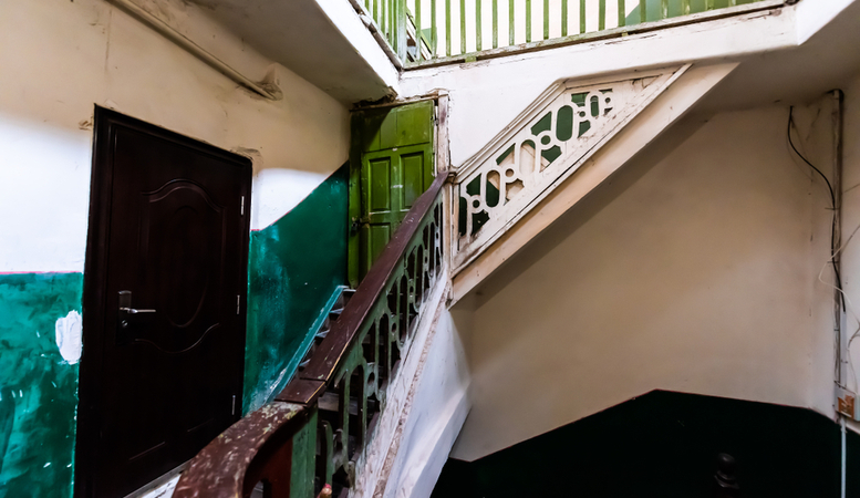 staircase of worn down apartment