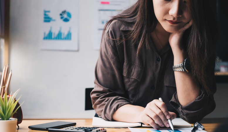 woman computing taxes