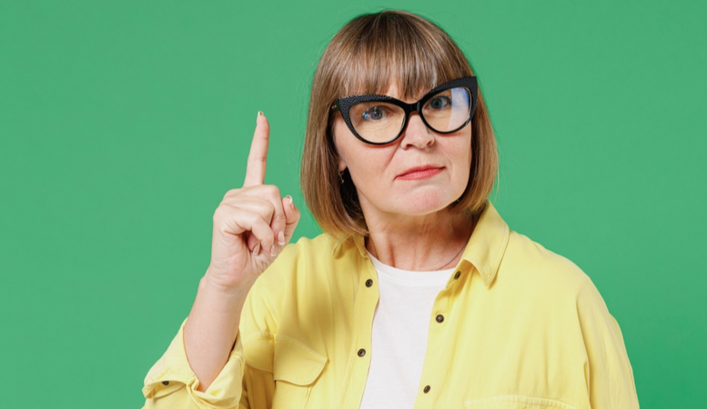 woman giving warning signs