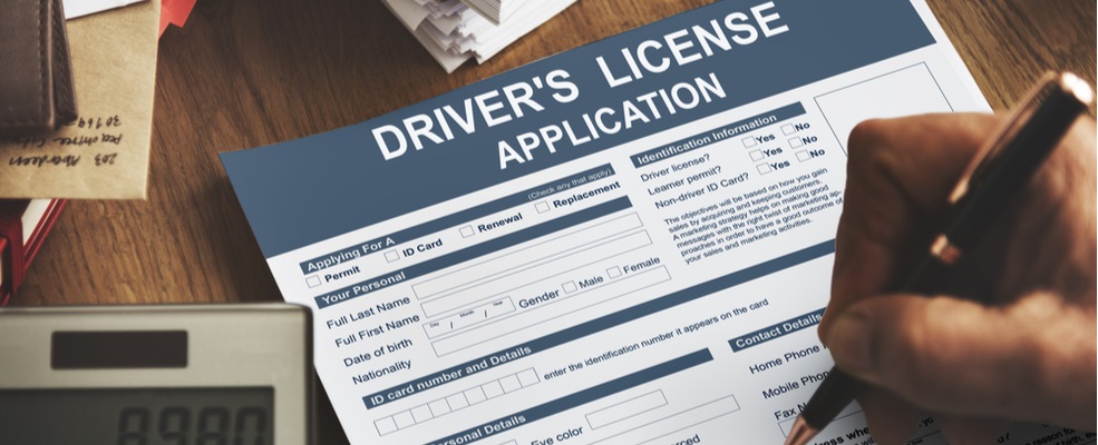 a drivers license application