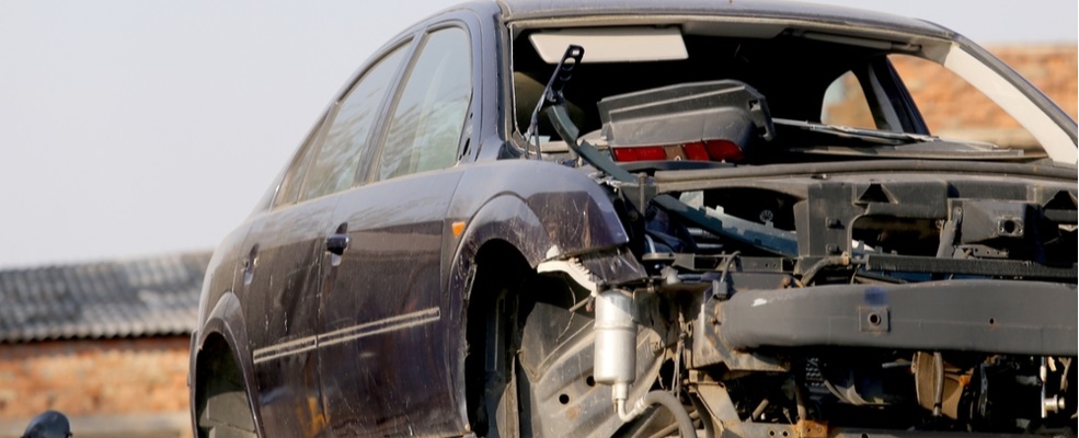 a wreck black car