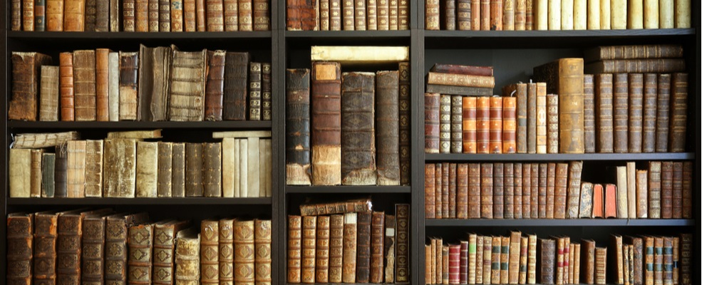 old law books in a shelf