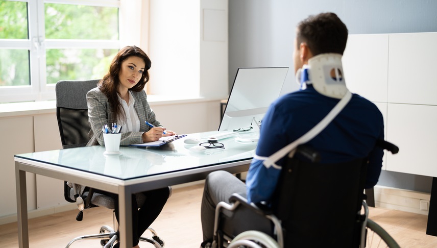 patient talking to an attorney to file a case