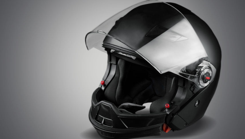 black helmet in gray background