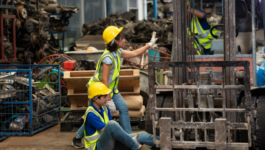 injured worker after accident in a forklift
