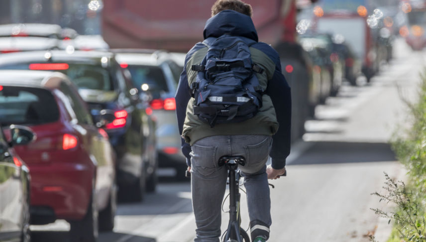 male cyclist on bike lane