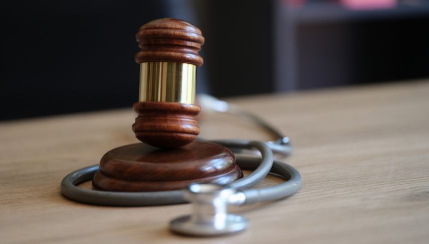 a gavel and stethoscope