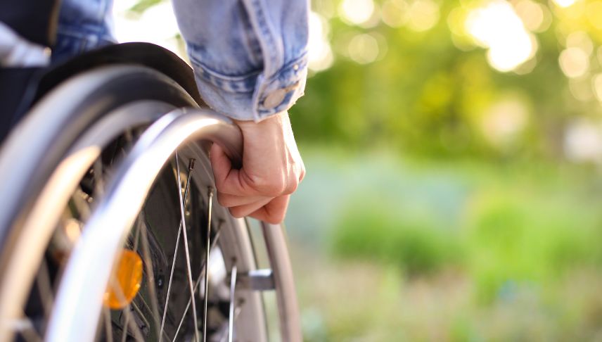 disabled woman sitting on wheelchair