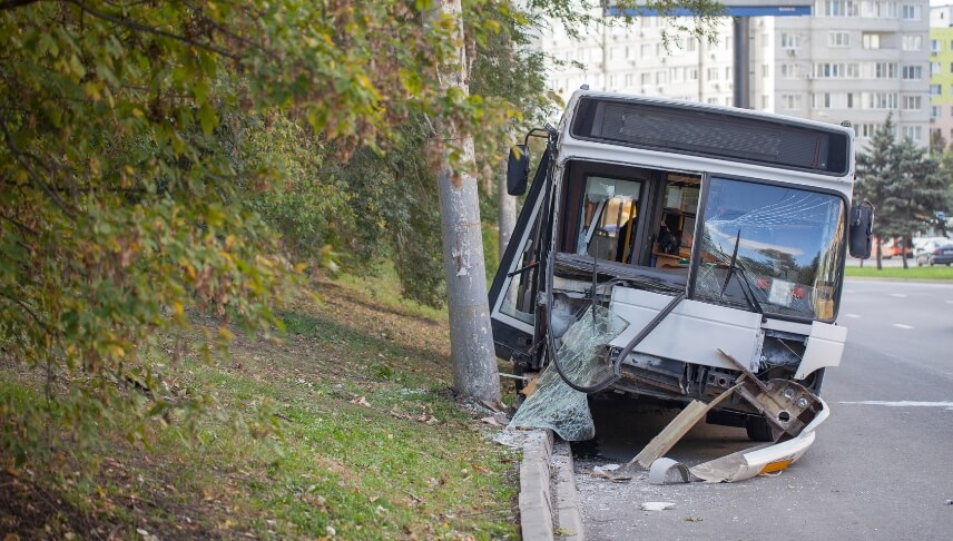 wrecked tourist bus