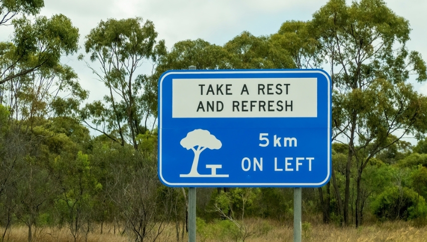 rest area signage on road