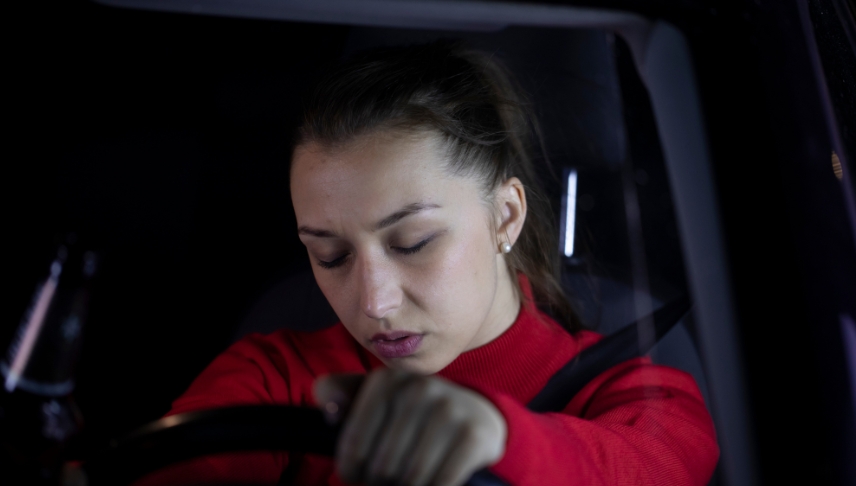 woman driver sleeping