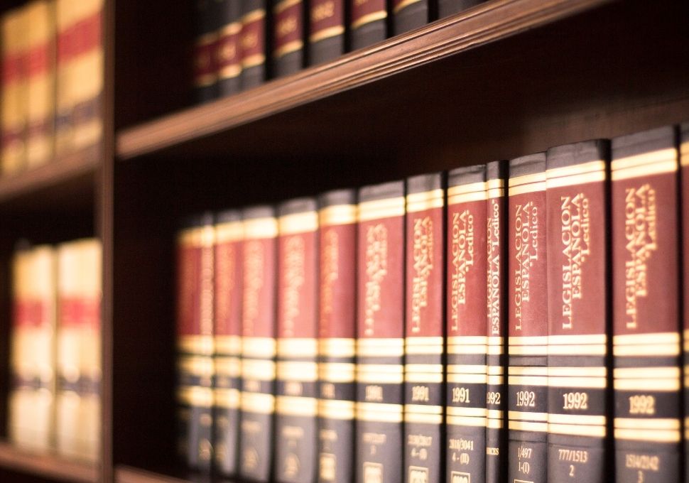 several law books in a library